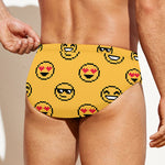 Pixel Emoji Pattern Print Men's Swim Briefs