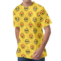 Pixel Emoji Pattern Print Men's Velvet T-Shirt