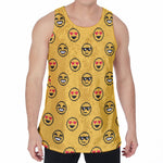 Pixel Emoji Pattern Print Men's Velvet Tank Top