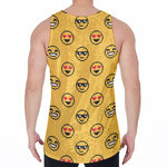 Pixel Emoji Pattern Print Men's Velvet Tank Top