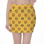 Pixel Emoji Pattern Print Pencil Mini Skirt