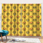 Pixel Emoji Pattern Print Pencil Pleat Curtains