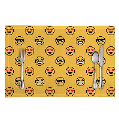 Pixel Emoji Pattern Print Placemat