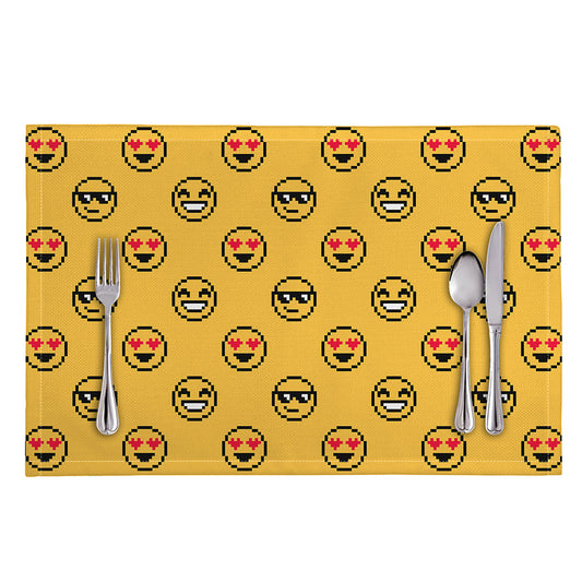 Pixel Emoji Pattern Print Placemat