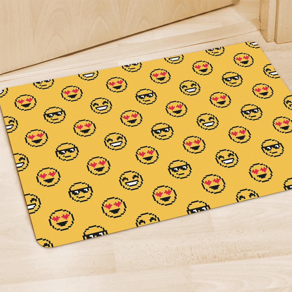 Pixel Emoji Pattern Print Polyester Doormat