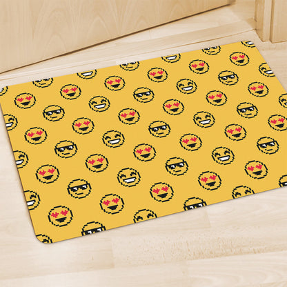 Pixel Emoji Pattern Print Polyester Doormat