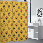 Pixel Emoji Pattern Print Premium Shower Curtain