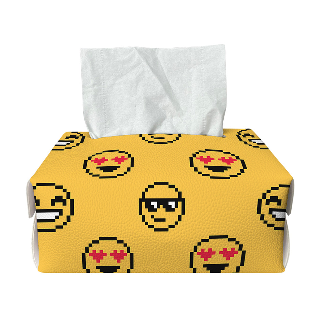 Pixel Emoji Pattern Print Rectangle Tissue Box Cover