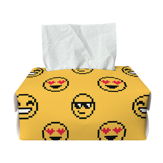 Pixel Emoji Pattern Print Rectangle Tissue Box Cover