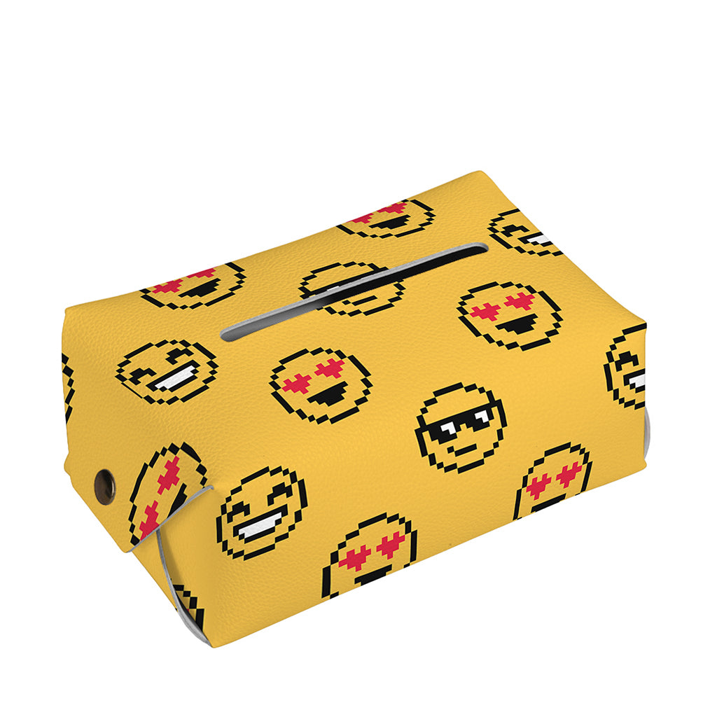 Pixel Emoji Pattern Print Rectangle Tissue Box Cover