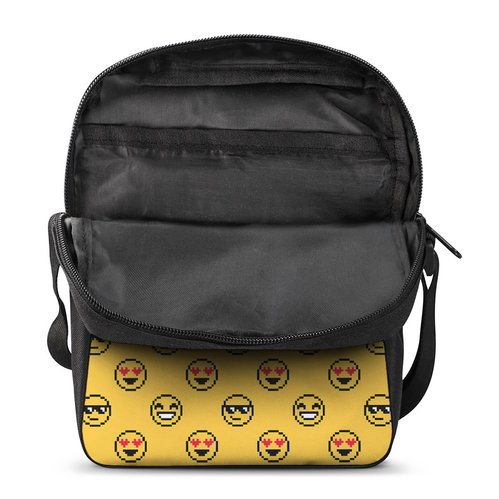 Pixel Emoji Pattern Print Rectangular Crossbody Bag