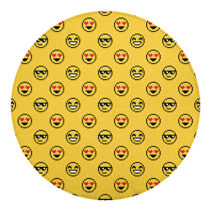 Pixel Emoji Pattern Print Round Blanket