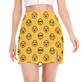 Pixel Emoji Pattern Print Side Slit Mini Skirt