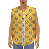 Pixel Emoji Pattern Print Sleeveless Baseball Jersey