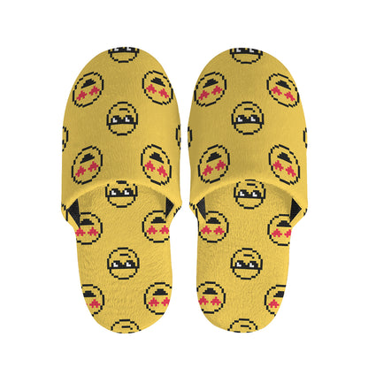 Pixel Emoji Pattern Print Slippers