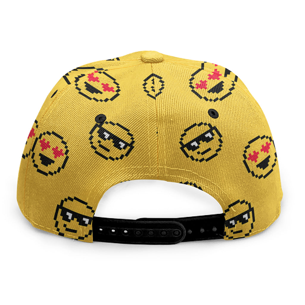 Pixel Emoji Pattern Print Snapback Cap