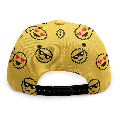 Pixel Emoji Pattern Print Snapback Cap
