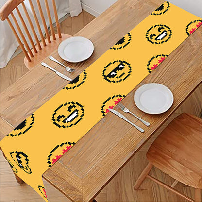 Pixel Emoji Pattern Print Table Runner