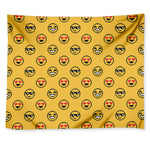 Pixel Emoji Pattern Print Tapestry