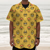 Pixel Emoji Pattern Print Textured Short Sleeve Shirt