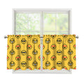 Pixel Emoji Pattern Print Tier Curtains