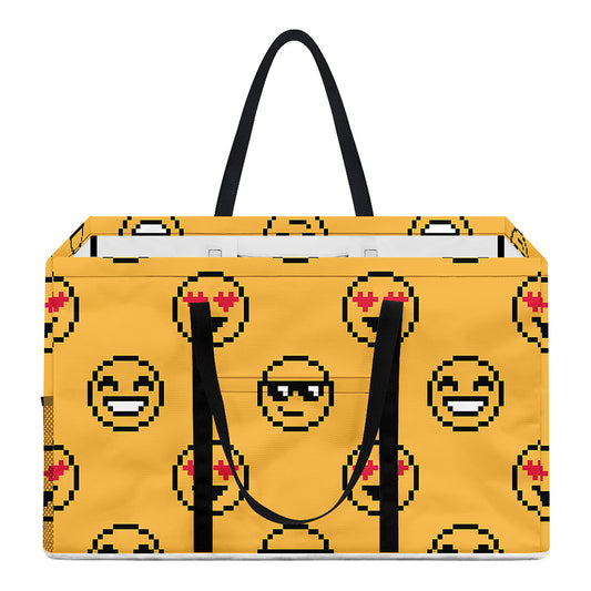 Pixel Emoji Pattern Print Utility Tote Bag