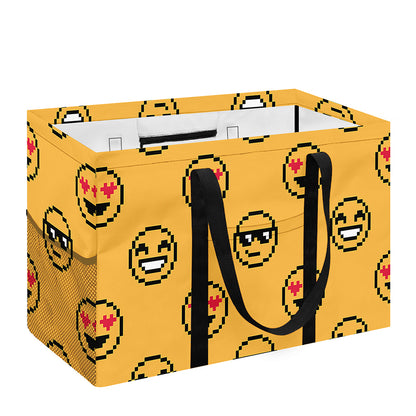 Pixel Emoji Pattern Print Utility Tote Bag