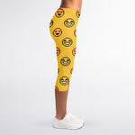 Pixel Emoji Pattern Print Women's Capri Leggings