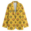 Pixel Emoji Pattern Print Women's Cotton Blazer