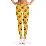 Pixel Emoji Pattern Print Women's Leggings