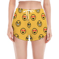 Pixel Emoji Pattern Print Women's Split Running Shorts