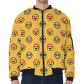 Pixel Emoji Pattern Print Zip Sleeve Bomber Jacket