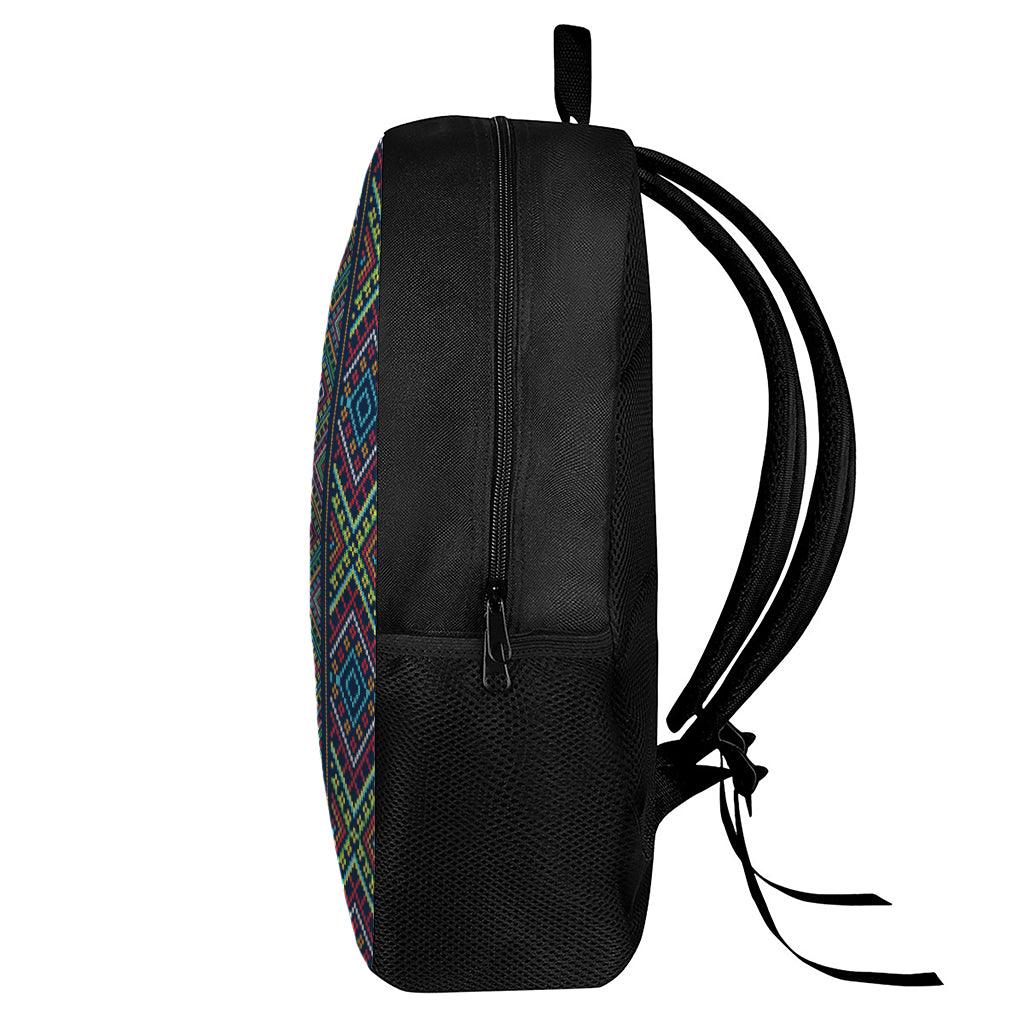 Pixel Ethnic Pattern Print 17 Inch Backpack
