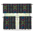 Pixel Ethnic Pattern Print 3 Piece Kitchen Curtains