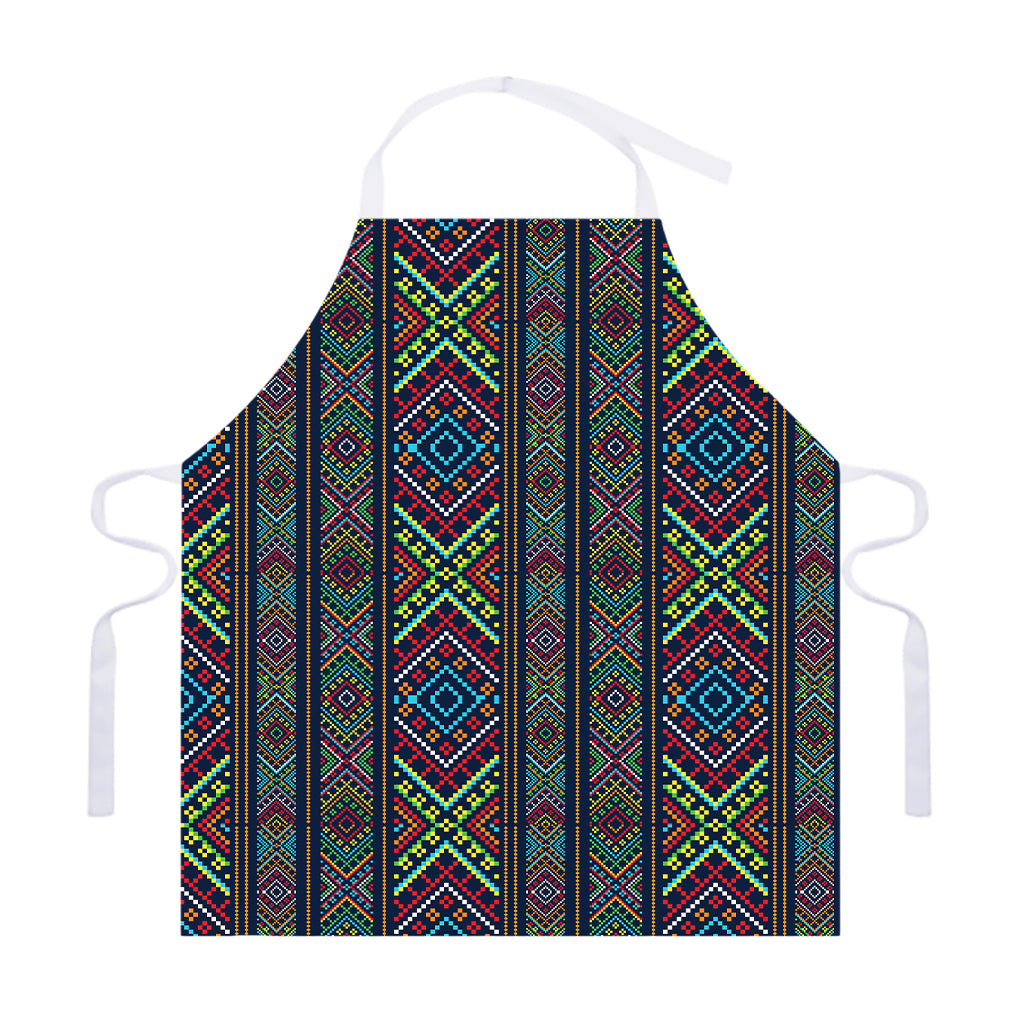 Pixel Ethnic Pattern Print Adjustable Apron