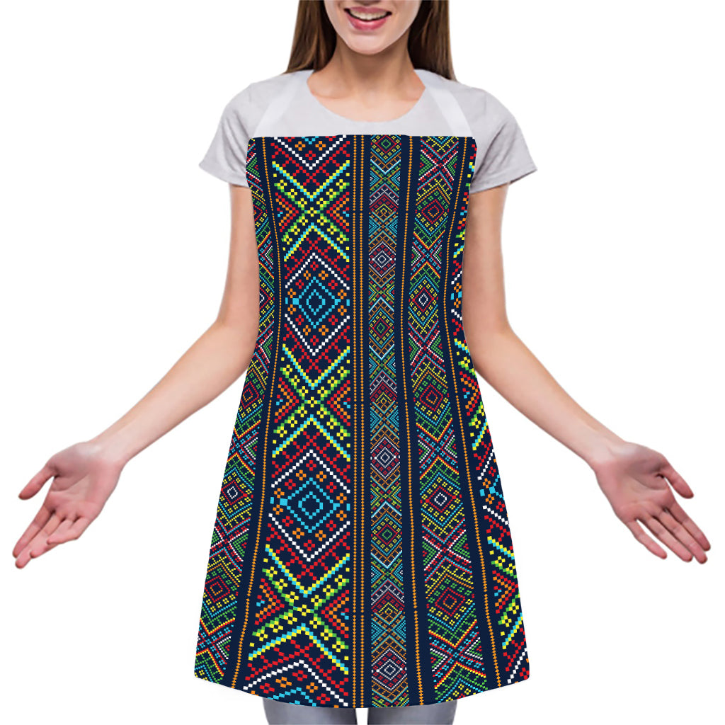 Pixel Ethnic Pattern Print Adjustable Apron