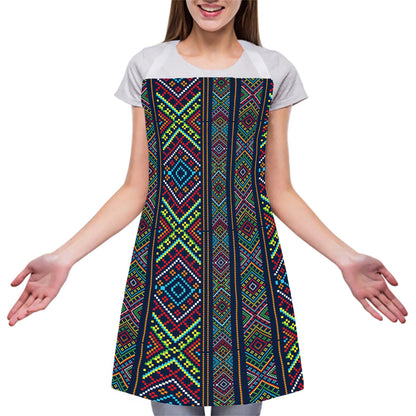 Pixel Ethnic Pattern Print Adjustable Apron