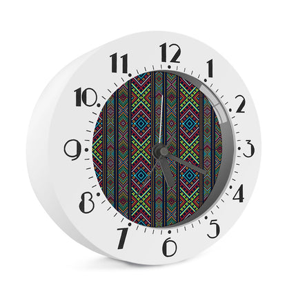 Pixel Ethnic Pattern Print Alarm Clock