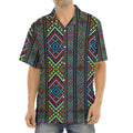 Pixel Ethnic Pattern Print Aloha Shirt