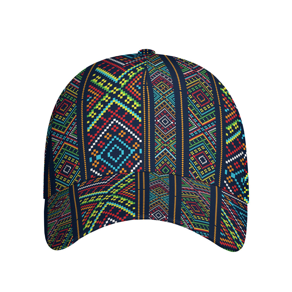 Pixel Ethnic Pattern Print Baseball Cap