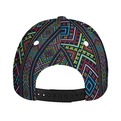 Pixel Ethnic Pattern Print Baseball Cap
