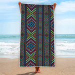 Pixel Ethnic Pattern Print Beach Towel