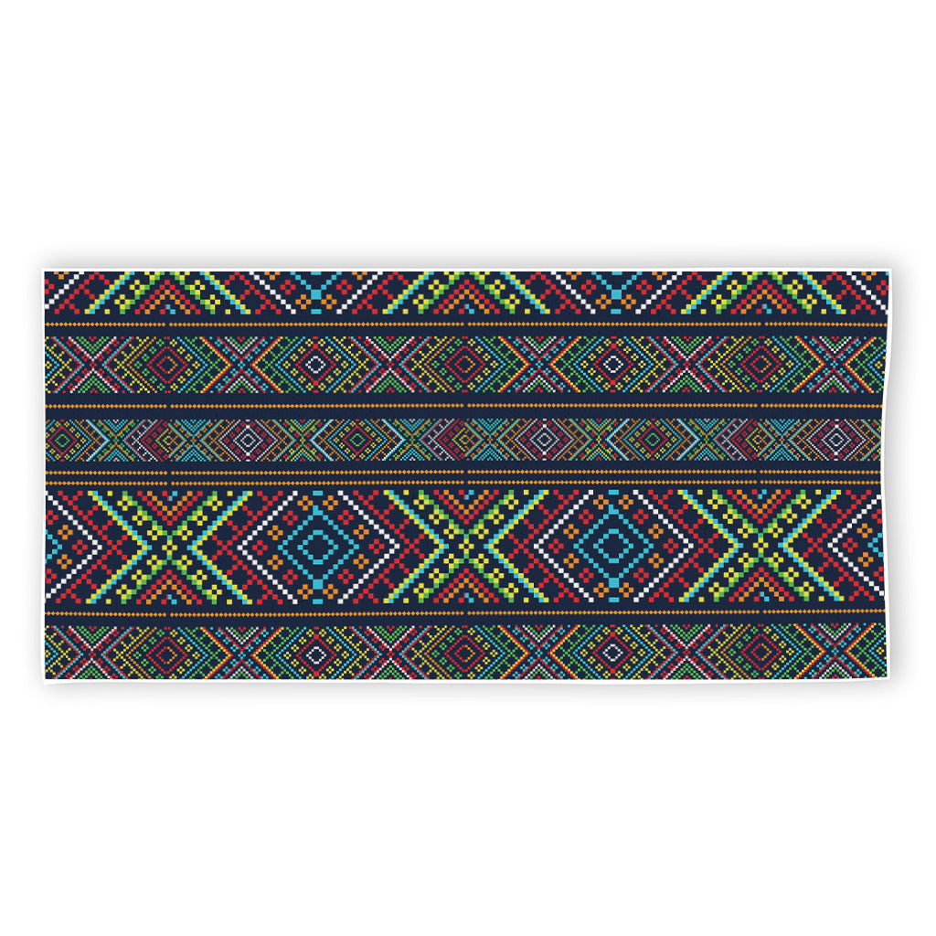 Pixel Ethnic Pattern Print Beach Towel