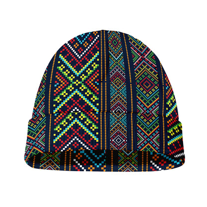 Pixel Ethnic Pattern Print Beanie