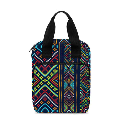 Pixel Ethnic Pattern Print Bible Tote Bag