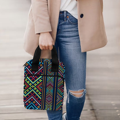Pixel Ethnic Pattern Print Bible Tote Bag