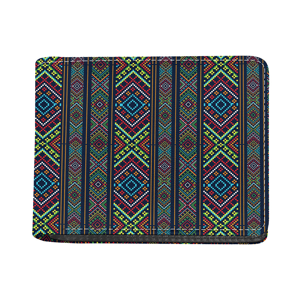 Pixel Ethnic Pattern Print Bifold Wallet
