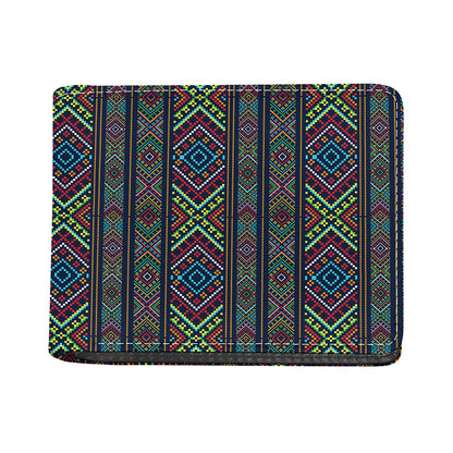Pixel Ethnic Pattern Print Bifold Wallet