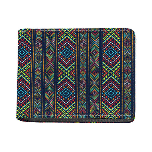 Pixel Ethnic Pattern Print Bifold Wallet