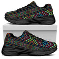Pixel Ethnic Pattern Print Black Chunky Shoes